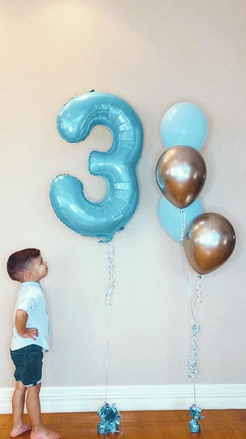 Pearlescent Blue 7 Balloon, Number Balloons 40 Inch, 7th Birthday Decorations for Girls Boys Kids, Party Decoration for Women Men, Number 7 Balloon