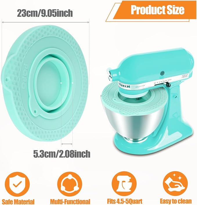 Silicone Mixers Bowl Cover Compatible with KitchenAid 4.5-5 Quart Tilt-Head Stand Mixers Bowl,with Collapsible Small Bowl(Green)
