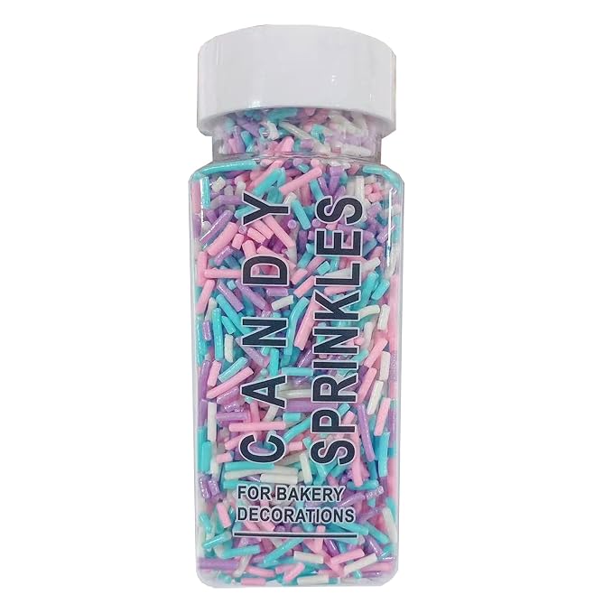 Sentovac Mermaid Jimmies Sprinkles Edible for Cake Decorating Pink Purple Blue White Sprinkles Sugar Candy Cookie Cupcake Topper Ice Cream Baking Decorations Supplies 3.35oz