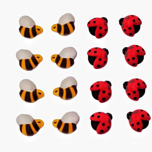 HeDeon&Rles 8 Pcs Edible Ladybugs & 8 Pcs Edible Bees Baking Decoration Candy Sprinkles Cake Cupcake Topper Ice Cream Cupcake Cookies Decoration