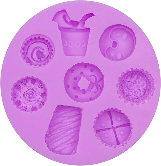 Infovox Cookie Silicone Mold, Mini Biscuit Fondant Molds Set, Dessert molds Multiple Patterns for Cake Decoration Candy Chocolate