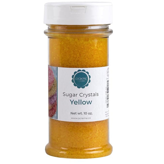 O’Creme Sugar Crystals - Coarse Sugar for Cookie Decorating - Eye-Catching Sugar Crystals – Coarse Sugar for Unique Cake Toppings, Cupcakes and Cookies – Ideal Decoration Solution - 10 Ounce Golden Yellow