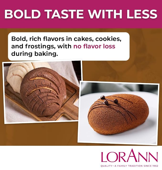 LorAnn Oils Coffee Bakery Emulsion: True Essence, Ideal for Boosting Fruit Tones in Cakes, Cookies & Desserts, Gluten-Free, Keto-Friendly, Extract Substitute Essential for Your Kitchen, 4 Oz