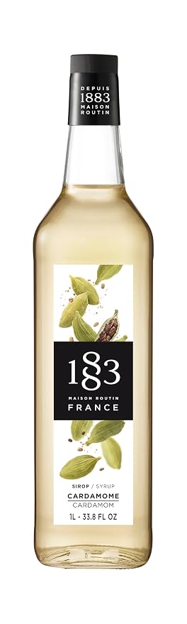 1883 Cardamom Syrup for Drinks, Made in France, 1 Liter Glass Bottle