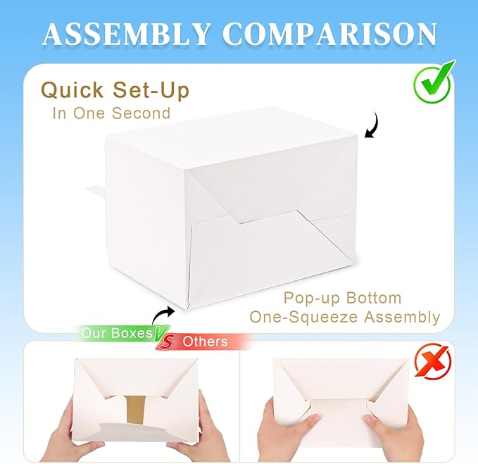 TryDrem 30 Pack Large Gable Boxes with Handles, 9x6x6 Inch Spacious Capacity Party Favor Boxes, White Treat Box for Gifts, Bread, Cookies, Lunch, Bakery, Wedding, Birthday, Picnic