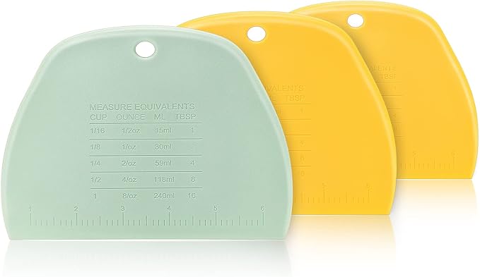Dough Scraper Bench Scraper for Baking,3 Pieces Food Safe Plastic Dough/Cake/Bread/Pizza Cutter for Kitchen tools