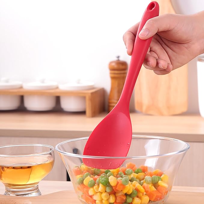 2 Pcs Silicone Spatula Spoon Set, Heat Resistant Spoonula & Flexible Scrapers for Baking Mixing, Non-Stick Kitchen Utensils - Seamless Soft Cooking Scoop, Serving Spatula for Bowls, Cookware
