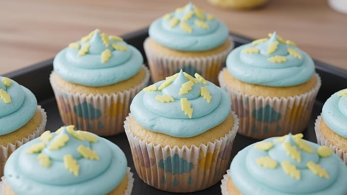 NCS Thin Lightning Bolt Shaped Edible Sprinkles – Yellow Cupcake, Cake & Cookie Decorations, 7 oz