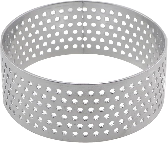 6PCS Stainless Steel Baking Cake Rings Circular Moldlings Heat Resistant Perforated Tart Rings 2 Inches for Cooking Biscuits Desserts Mousses Small Fruit Tart Shells 5 Centimetres