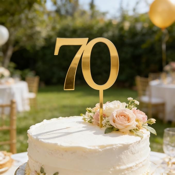 Acrylic Seventy Cake Topper, 70th Birthday Cake Toppers, 70th Anniversary Party Decorations Supplies,Cheers to 70 Years Birthday Party Decorations