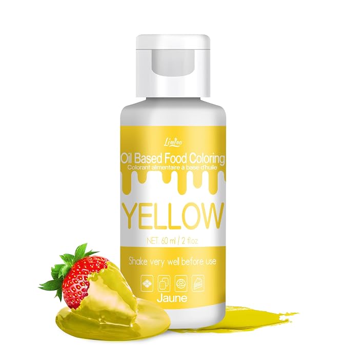 Oil Based Food Coloring for Chocolate - Vivid Food Coloring Set for Candy Melts, Baking, Cake Decorating, Fondant - Fat Soluble Food Color Dye for Icing, Cookie, Crafts - 2 fl.oz / 60ml Bottles (Yellow)