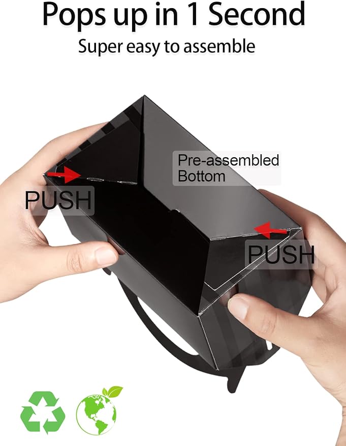 Happyhiram Black 12 CT 6 Inch Candy Boxes Party Favors Stripes Paper Cookie Gift Bags with Handles Gable Boxes Goodie Snack Bags for Graduation Birthday Party