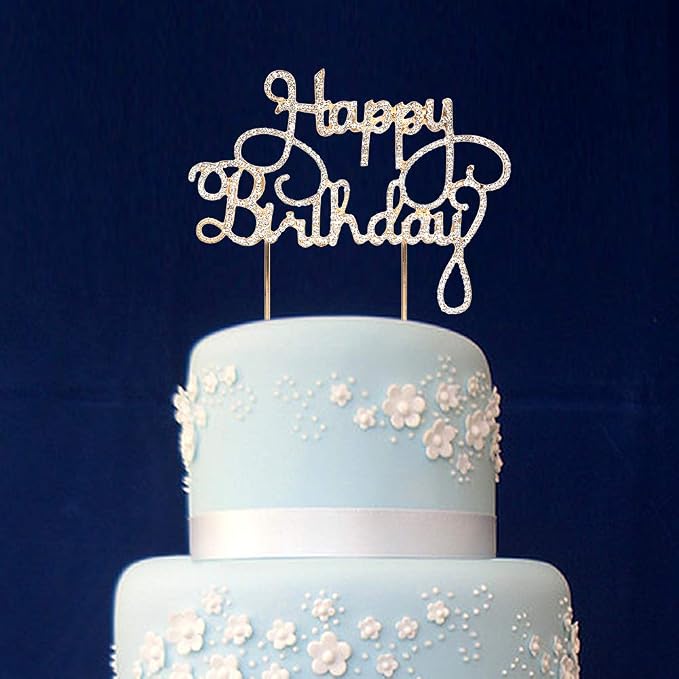 Scotamalone Happy birthday Cake TopperPremium Bling Rhinestone Diamond Gems