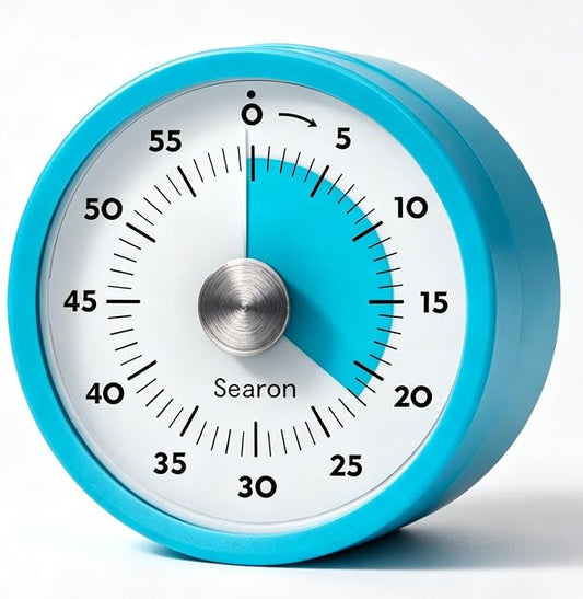 Searon Magnetic Visual Kitchen Timer, 60 Minute Countdown Timer with LED Alert, Turn the Dial to Start, No Winding Needed for Cooking, Baking, Meal Prep & Daily Kitchen Tasks (Blue)