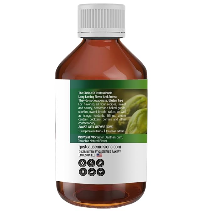 Gusteau's - Pistachio Flavor Bakery Emulsion, 4 fl oz (100ml) Alcohol Free, Sugar Free, Kosher (Pistachio)