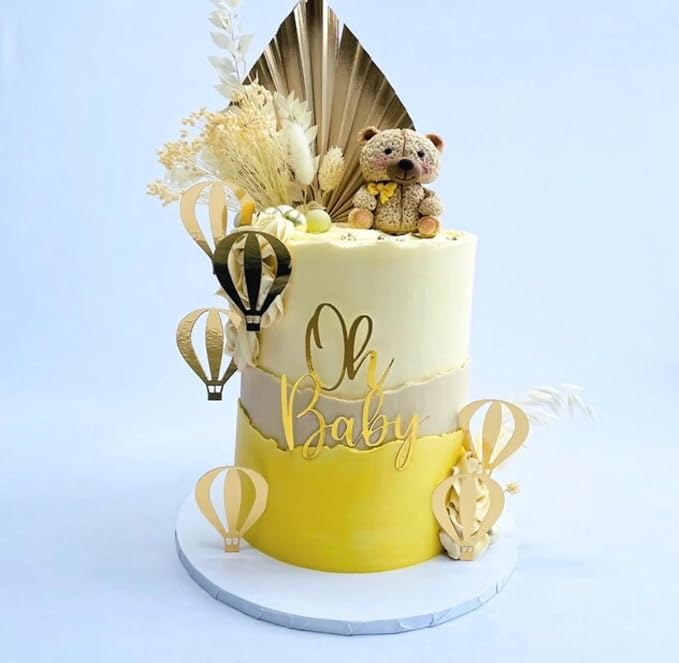 Oh Baby Cake Topper - Gold Acrylic Baby Shower Party Decorations For Gender Reveal Party/Boy or Girl Party Decoration Baby Booth Props Party Photo