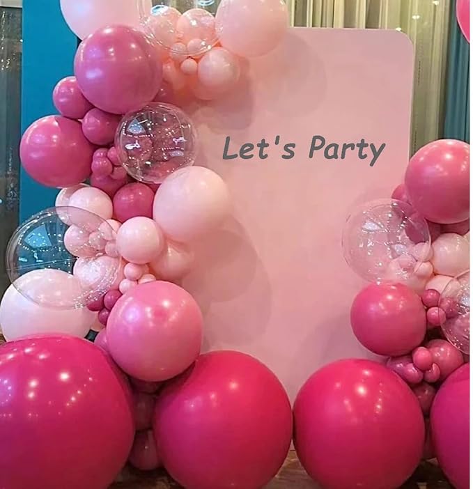 Hot Pink Black Rose Gold Balloon Arch Garland Kit, 146 Pcs Rose Red Tender Pink Black Confetti Rose Gold Balloons for Graduation Birthday Party Baby Shower Wedding Decorations