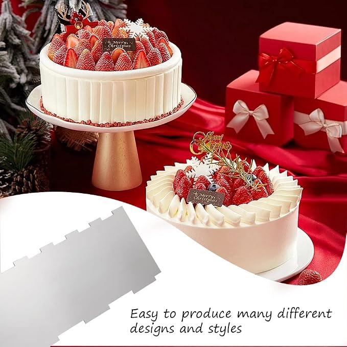 8.6 Inch Stainless Steel Cake Scraper Metal Scraper for Cake Smoother Leveler Scraper Cake Decorating Comb Cake Cutter for Mousse Butter Cream (Style 5)