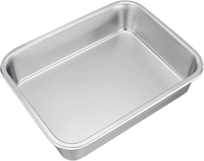 TeamFar Rectangular Cake Pan Brownie Pan, Stainless Steel Lasagna Casserole Baking Pan, 8’’x10’’x3’’, Rust Free & Non Toxic, Easy Clean & Dishwasher Safe