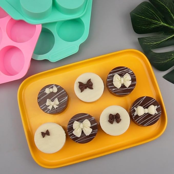 Actvty Round Chocolate Covered Cookie Molds, 3 Pcs Cylinder Chocolate Candy Silicone Molds, Perfect for Covered Cookies, Making Candy, Cakes, Jelly, Muffin, Soap