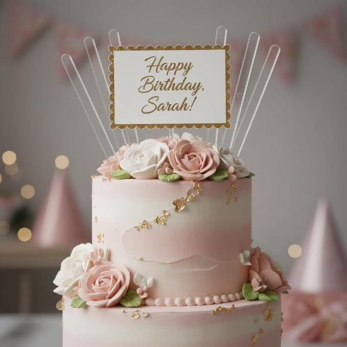20pcs 8in*10mm Acrylic Cake Topper Sticks - 5mm Flat Clear Plexiglass Sticks for Cupcake Toppers, Cake Pops, Lollipops - Strong Unbending Transparent Decorating Sticks (20pcs 8in*10mm)