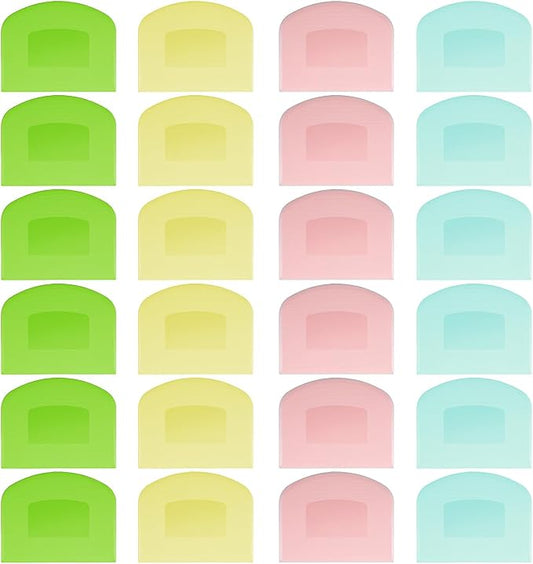 24 Pcs Bench Scraper Dough Scraper for Baking, Food-Safe PE Flexible Bowl Scraper, BPA Free Plastic Dough Cutter Tool for Bread Cake Fondant Icing,（ Light Blue Green Yellow Pink）