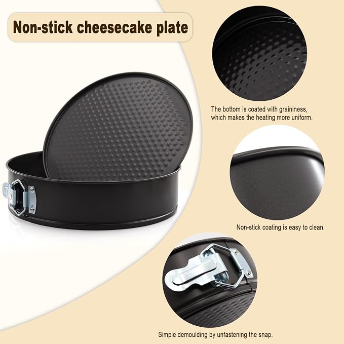 9 Inch Premium Non-stick Springform Pan, Leakproof Round Cheesecake Pan with Removable Bottom, Spring Form for Baking (Black)