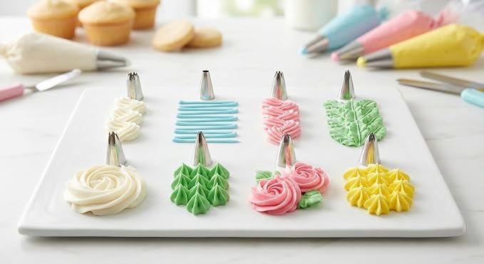 7pcs Russian Ruffle Piping Tips Set - Stainless Steel Pleated Skirt Iceing Nozzles for Cake Decorating, Bobbi Skirt & Flower Frosting Tips for Cupcake, Baking Supplies with Storage Box