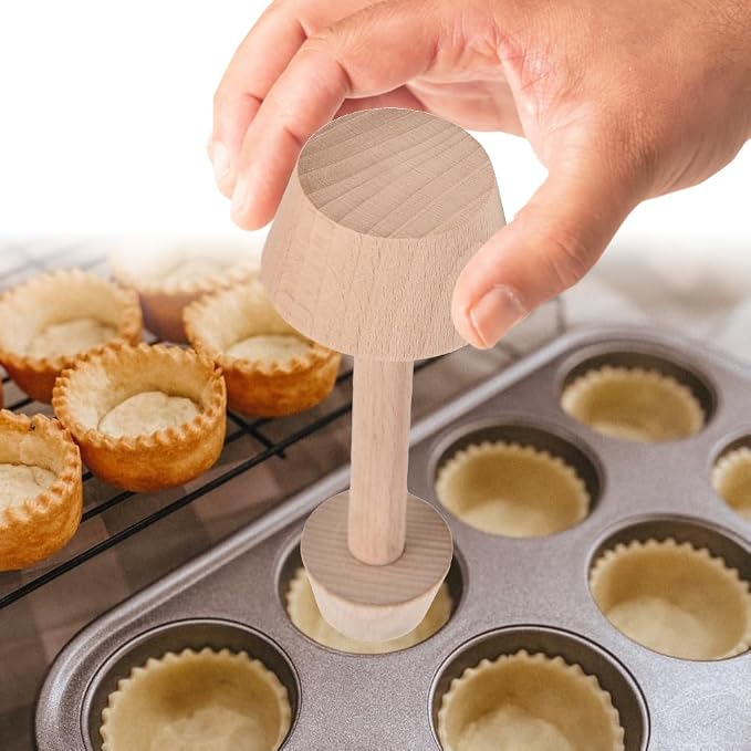 Wooden Egg Tart Tamper, 5.8in Double Side Pastry Press Tool | Baking Shaping Tool For Consistent Tart Shell Forming, Suitable For Home Kitchen Use And Handmade Pastry Preparation Work