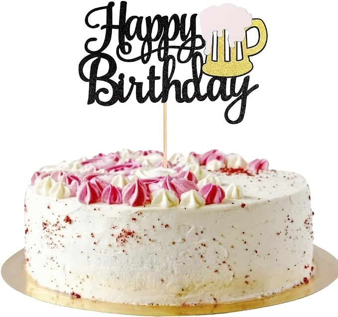 FBQ Happy Birthday Beer Mug Cake Topper DIY Beers Festival Themed Baby Shower Boys' Party Decoration Supplies