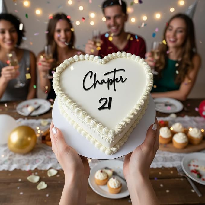Chapter 21 Cake Topper – Acrylic 21st Birthday Cake Decoration for Girls & Boys, Happy 21st Cake Topper for Party, Modern Coming of Age Birthday Decor (chapter 21)