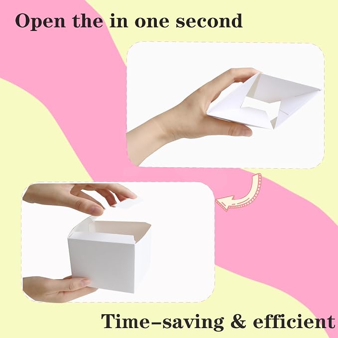 30 Pack Single Individual Cupcake Boxes with Window & Inserts, Auto Pop Up Stackable Food Grade Disposable Muffin Containers 3.5x3.5x3.5 Inch White To Go Bakery Party Favor Gift Boxes
