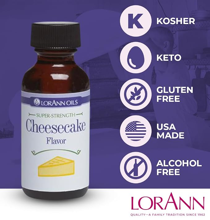 LorAnn Oils Super Strength Flavoring - Used For Candy Making, Flavoring Extracts, Baking, Hard Candy, and Flavor Oils - Bold, Natural Flavors 4X Stronger Than Extracts - Cheesecake, 0.125 fl oz
