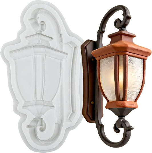 Vintage Street Lamp Silicone Mold European Wall Light Fondant Molds for Cake Decorating Cupcake Topper Chocolate Candy Polymer Clay Gum Paste