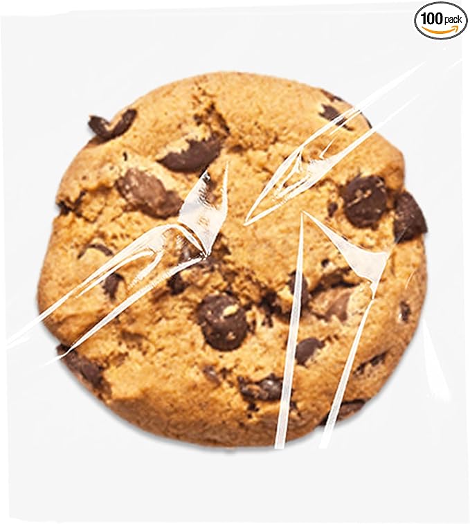SUREHOME Cookie Bags with Seal 100 Pcs 4 x 4 In Clear Self Sealing Cellophane Bags for Cookie Packaging Small Treat Bag Self Adhesive Individual Cookie Wrappers Gift Giving Candy Baked Goods Sleeves
