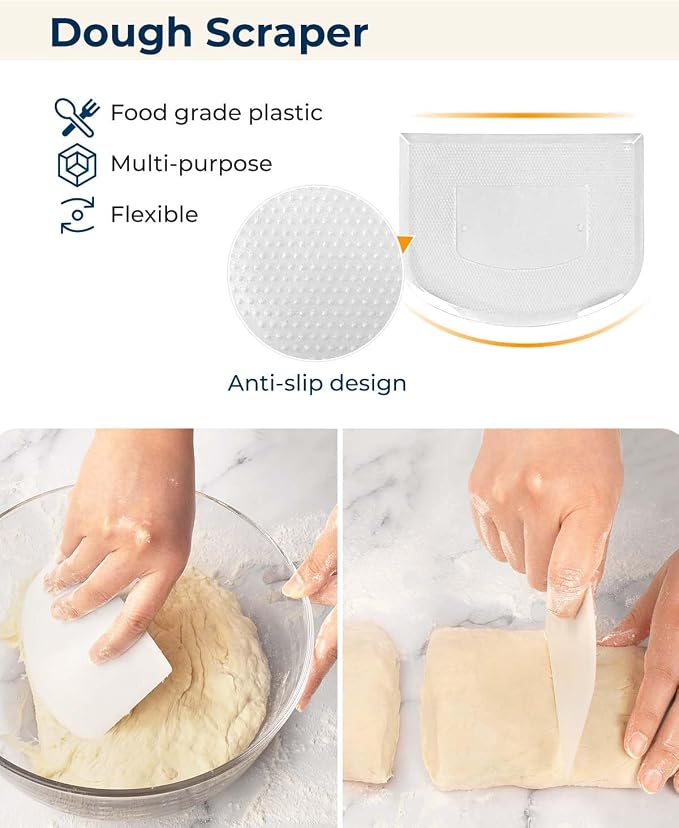 Lorzon Silicone Banneton Bread Proofing Baskets Set of 2, 9" Round & 10" Oval Foldable Sourdough Proofing Baskets with Sourdough Bread Baking Supplies, Including Bread Lame, Dough Scraper