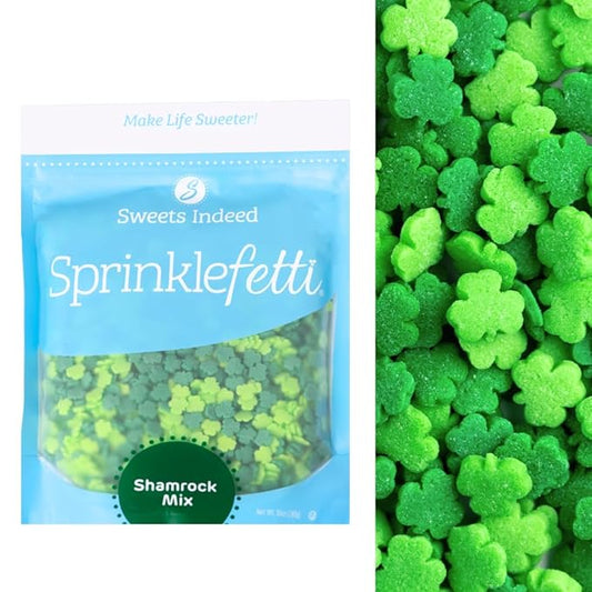 Sweets Indeed St Patricks Day Shamrock Sprrinkles, Clover Green Quins – 10 Ounces Bulk Decorative Sprinkles for Baking & Decorating Cupcakes, Cookies, Cakes & Desserts