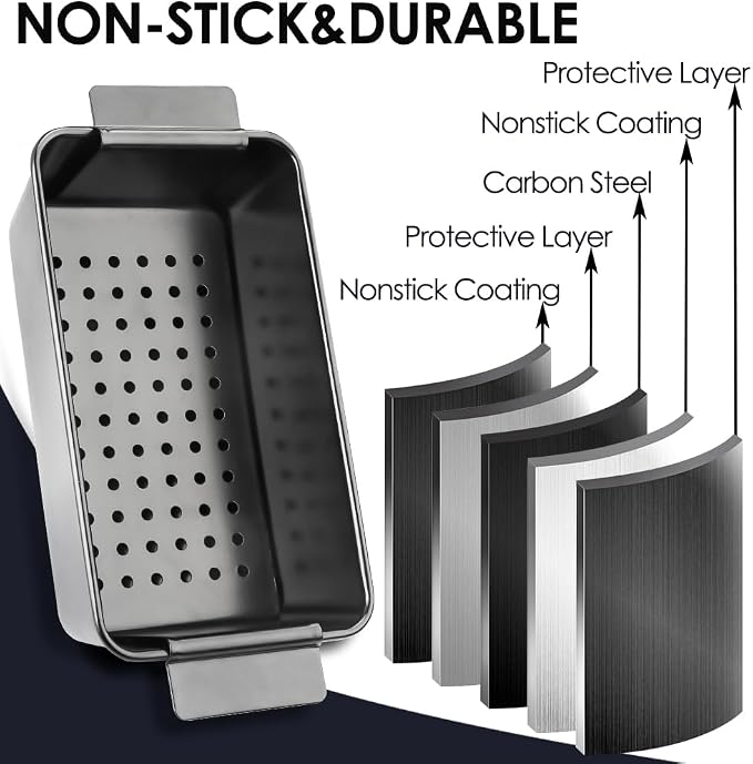 Meatloaf Pan with Drain Tray, Nonstick Baking Loaf Pan with Insert 9 x 5 Inches Loaf Pans for Baking Bread and Meat, 2-Piece Set, Black