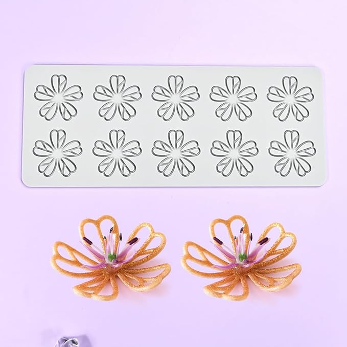 mostsom Silicone Five-Leaf Shape Fondant Molds Chocolate Mould for Cake Pastry Decor Baking Gumpastes Moulds Decoration Sugar Lace Mat (H_ Five-Leaf)