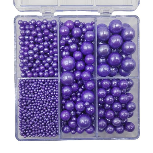 Purple Pearl Sprinkles for Cake Decorating, 4 Sizes Mix Size Sugar Pearls for Cupcake Topper, Ice Cream, Donuts, Baking Decoratings (2mm, 4mm, 7mm, 10mm)