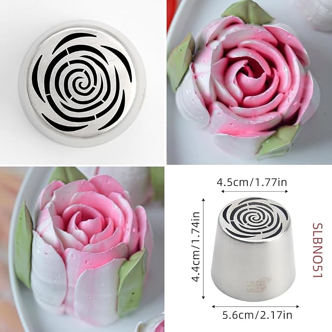 1 Piece Stainless Steel Extra Large Swirl Flower Icing Tips,Pastry Frosting Russian Piping Nozzles for Marshmallow Bouquet, Cake Decorating Piping Tips,Flower Frosting Nozzles for Decorating