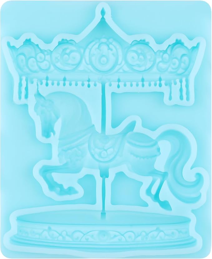 Carousel Fondant Mold Carousel Silicone Chocolate Mold for Cake Decorating Cupcake Topper Chocolate Candy Gum Paste Polymer Clay
