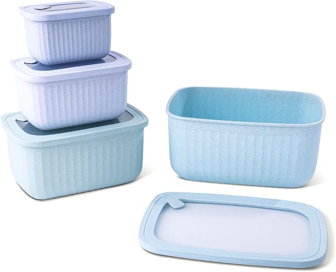 Core Kitchen Nested Wheat Fiber Food Storage Set – 8-Piece BPA-Free Containers with Lids – Eco-Friendly, Stackable, Microwave & Freezer Safe - Celestial Cloud