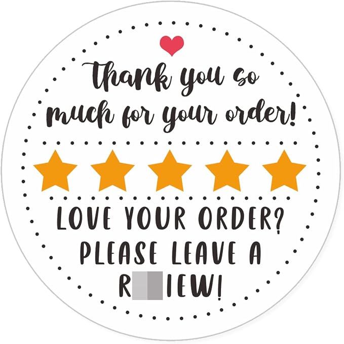 Thank Your So Much for Your Order Sticker, Business Order Gift Box Mail Thank You Leave a Review Stickers, Thank You Online Sales Stickers for Packages, 1.5 x1.5 INCH 400 PCS