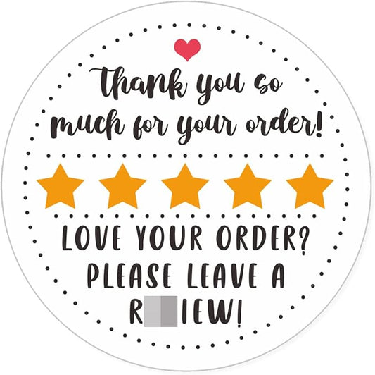 Thank Your So Much for Your Order Sticker, Business Order Gift Box Mail Thank You Leave a Review Stickers, Thank You Online Sales Stickers for Packages, 1.5 x1.5 INCH 400 PCS