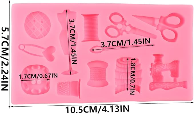 Sewing Tools Silicone Molds Scissors Button Sewing Designer Clothes Fondant Molds Sewing Machine Mold for Cake Decorating Cupcake Topper Chocolate Candy Gum Paste Polymer Clay