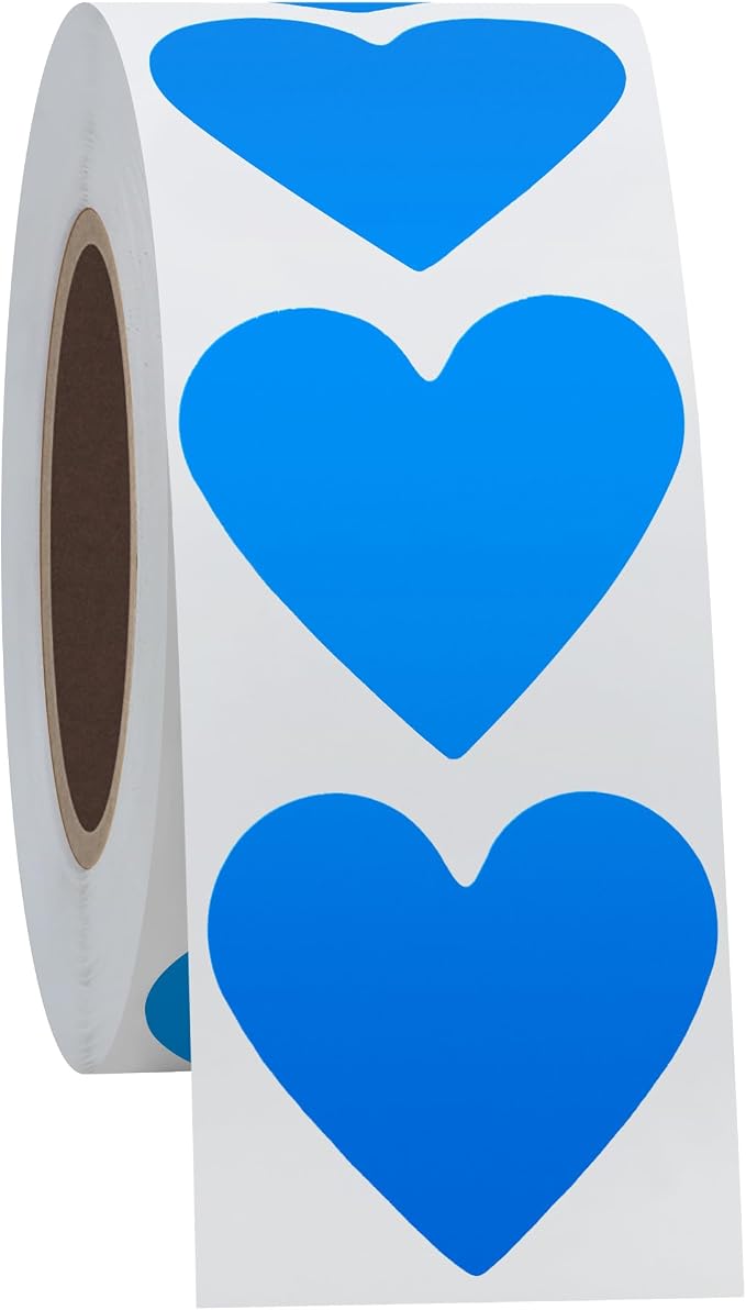 Hybsk 1000pcs Blue Heart Stickers 30mm Love Labels for Envelope Seals Crafting Scrapbooking (Blue)