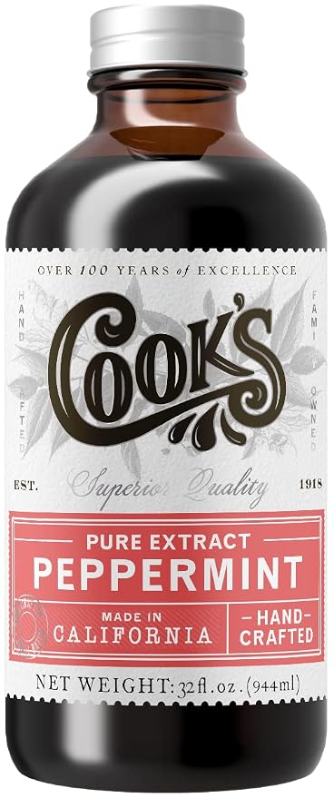 Cook's Pure Peppermint Extract,For Ice Creams, Candies, Icings, Cookies and Beverages, 32 oz