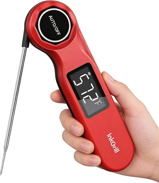 Rechargeable 0.5 Sec Reading Instant Read Meat Thermometer for Cooking, Digital Food Thermometer with High Precision Sensor, 1.42" Big Screen Waterproof Magnetic Meat Thermometer for Steak Fry Candy
