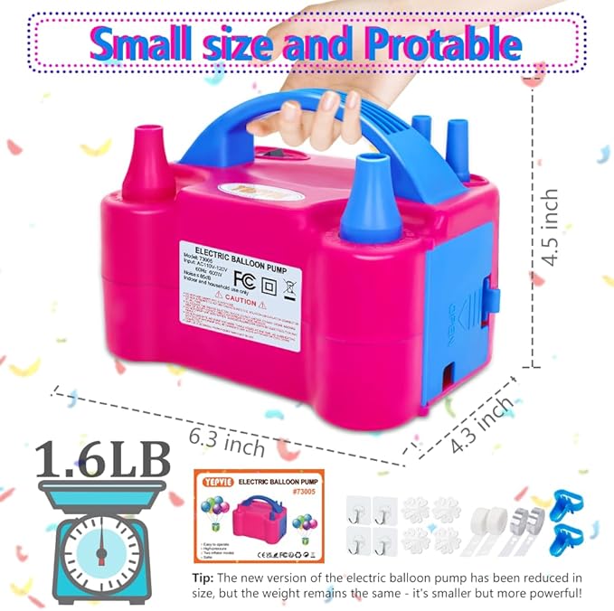 Electric Balloon Pump, Portable 2 Modes Balloon Blower Machine with 14 Balloon Arch Kits, Air Pump for Balloon, Balloon Inflator for Party Decoration